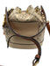 Tory Burch Cream, Gray & Brown Leather Monogram Drawstring Top Bucket Bag Cream, Gray & Brown