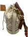 Tory Burch Cream, Gray & Brown Leather Monogram Drawstring Top Bucket Bag Cream, Gray & Brown