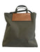 Acne Studios Forest green & brown Nylon & Leather Zip Pocket Logo Tote Bag Forest green & brown