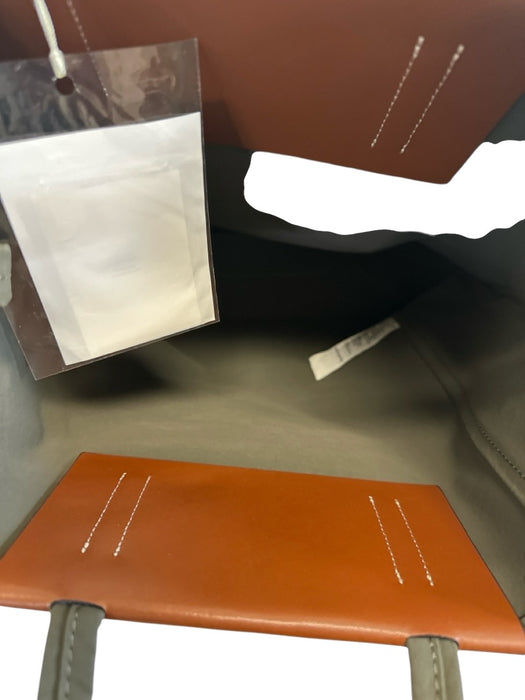 Acne Studios Forest green & brown Nylon & Leather Zip Pocket Logo Tote Bag Forest green & brown
