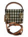 Tory Burch Cream White, Green & Brown Canvas & Leather Gingham Top Handle Bag Cream White, Green & Brown / Petite