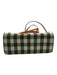 Tory Burch Cream White, Green & Brown Canvas & Leather Gingham Top Handle Bag Cream White, Green & Brown / Petite