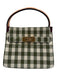 Tory Burch Cream White, Green & Brown Canvas & Leather Gingham Top Handle Bag Cream White, Green & Brown / Petite