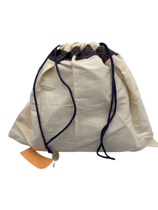 Tory Burch Cream White, Green & Brown Canvas & Leather Gingham Top Handle Bag Cream White, Green & Brown / Petite