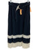 Reiss Size 2 Navy Blue & Cream White Polyester Accordion Pleats Belted Skirt Navy Blue & Cream White / 2