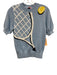 Kate Spade Size XS Light Blue, White & Yellow Cotton Knit Tennis Motif Top Light Blue, White & Yellow / XS