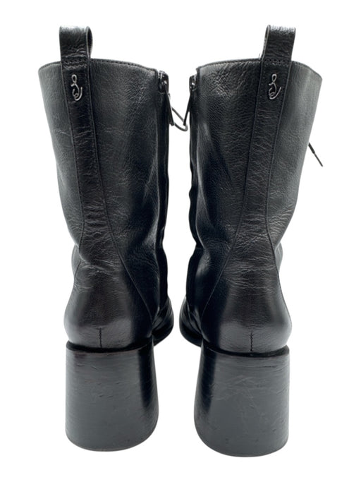 Sam Edelman Shoe Size 9 Black Leather Upper Lace Up Square Toe Side Zip Boots Black / 9