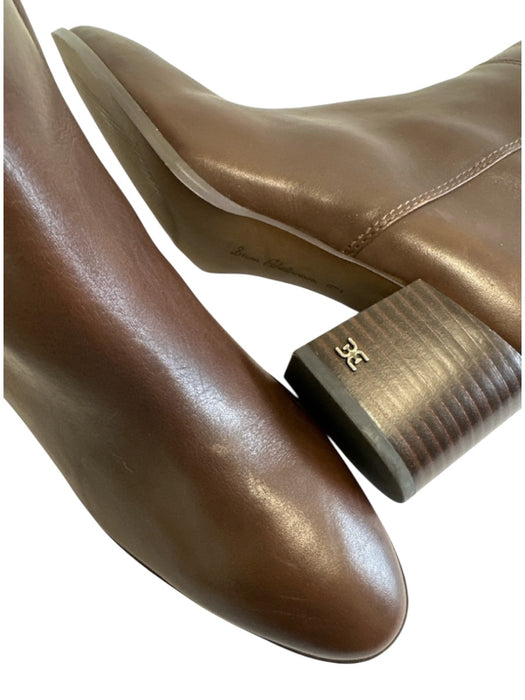 Sam Edelman Shoe Size 9 Dark Brown Leather Upper Side Zip Round Almond Toe Boots Dark Brown / 9