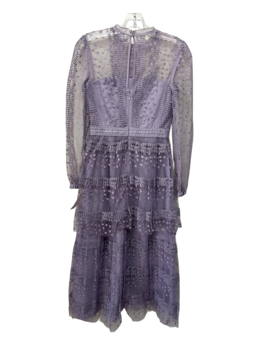 Self Portrait Size 4 Lavender Purple Polyester Lace Overlay Embroidered Dress Lavender Purple / 4