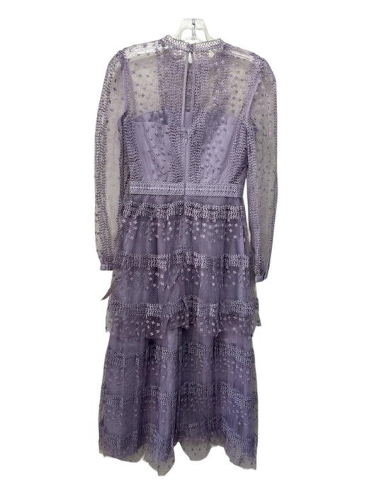 Self Portrait Size 4 Lavender Purple Polyester Lace Overlay Embroidered Dress Lavender Purple / 4