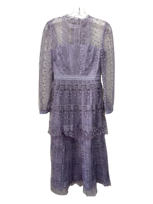 Self Portrait Size 4 Lavender Purple Polyester Lace Overlay Embroidered Dress Lavender Purple / 4
