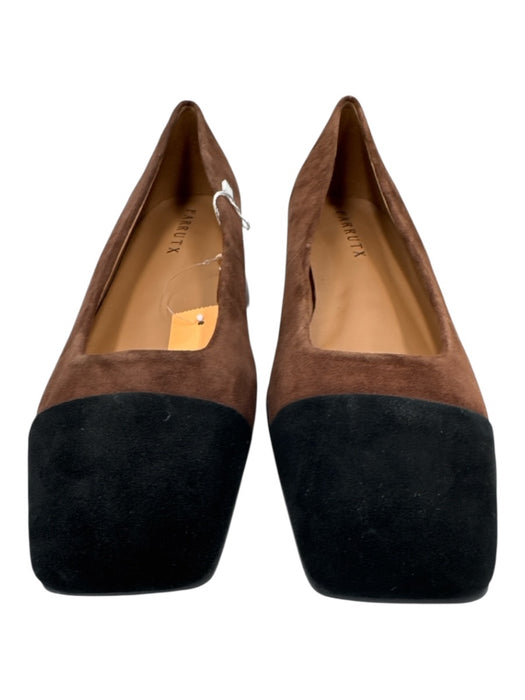 Farrutx Shoe Size 40 Brown & Black Leather Upper Suede Square Toe Toe Cap Pumps Brown & Black / 40