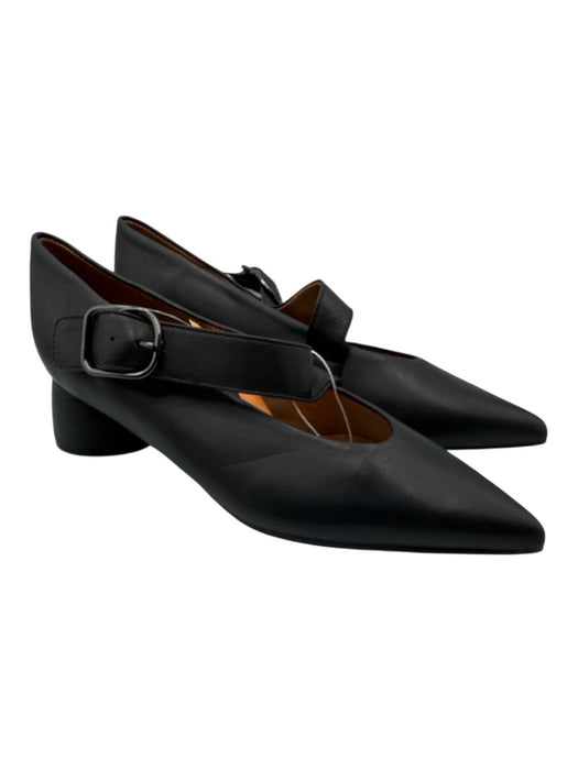 Farrutx Shoe Size 40 Black Leather Upper Buckle Detail Pointed Toe Pumps Black / 40
