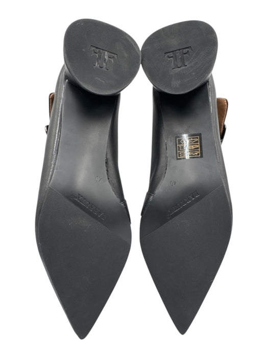 Farrutx Shoe Size 40 Black Leather Upper Buckle Detail Pointed Toe Pumps Black / 40