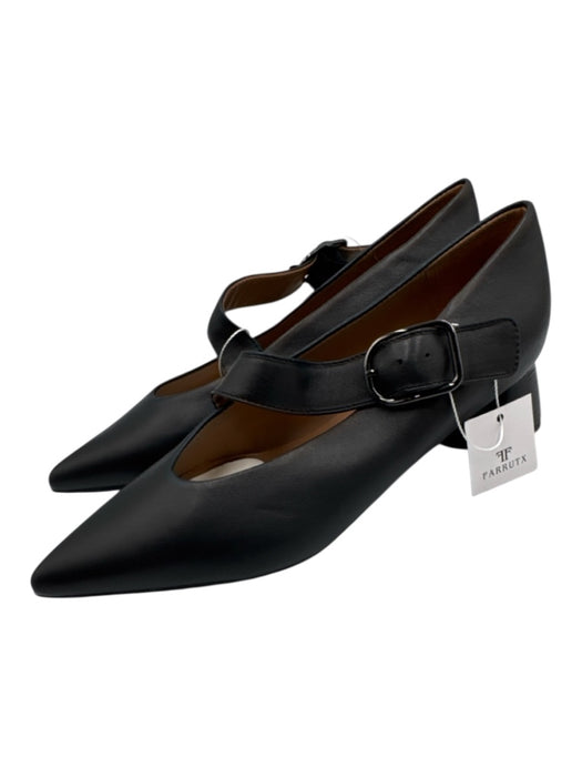 Farrutx Shoe Size 40 Black Leather Upper Buckle Detail Pointed Toe Pumps Black / 40