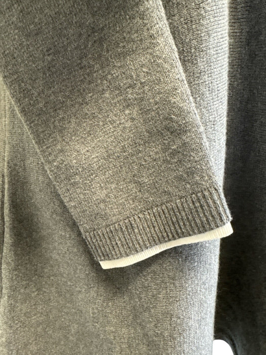Self-Portrait Size 4 Gray & White Wool Blend Long Sleeve Half Button Dress Gray & White / 4