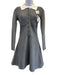 Self-Portrait Size 4 Gray & White Wool Blend Long Sleeve Half Button Dress Gray & White / 4