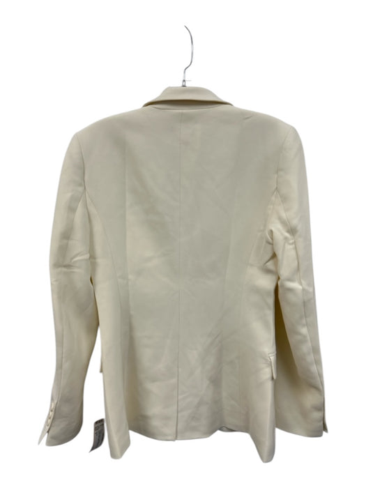 Theory Size 4 Cream White Triacetate Blend Long Sleeve One Button Blazer Jacket Cream White / 4