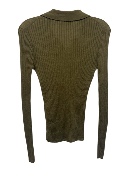 & Other Stories Size XS Olive Green Wool Long Sleeve Button Front Ribbed Top Olive Green / XS