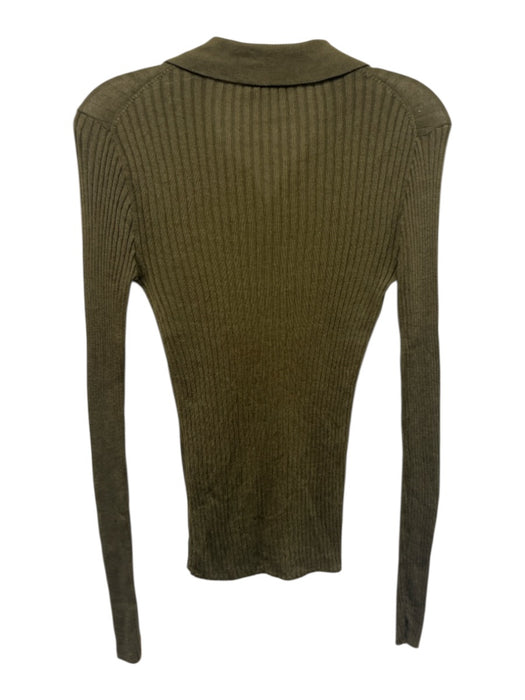 & Other Stories Size XS Olive Green Wool Long Sleeve Button Front Ribbed Top Olive Green / XS