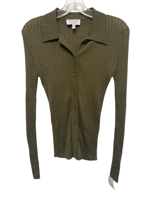 & Other Stories Size XS Olive Green Wool Long Sleeve Button Front Ribbed Top Olive Green / XS