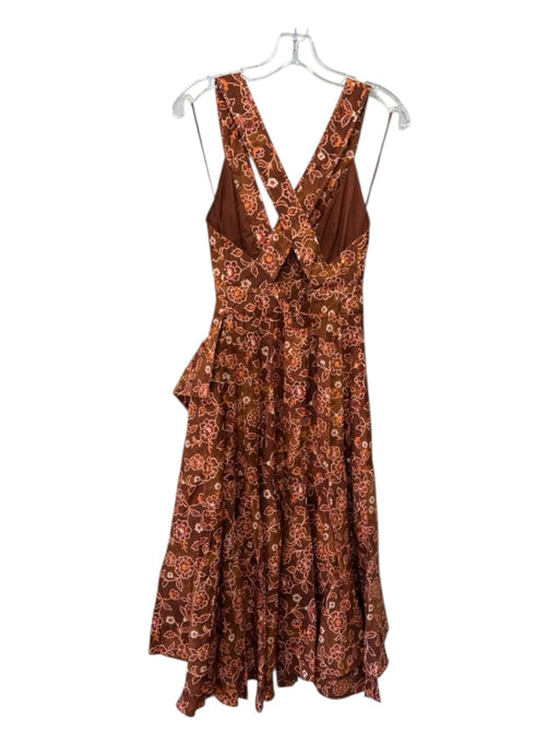 J. Crew Size 0 Brown, Orange, Yellow Cotton layered skirt Flowers Midi Dress Brown, Orange, Yellow / 0