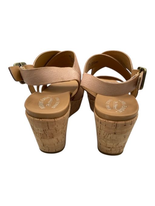 Kork-Ease Shoe Size 9 Light Tan Leather Strappy Criss Cross Cork Base Sandals Light Tan / 9