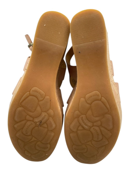 Kork-Ease Shoe Size 9 Light Tan Leather Strappy Criss Cross Cork Base Sandals Light Tan / 9