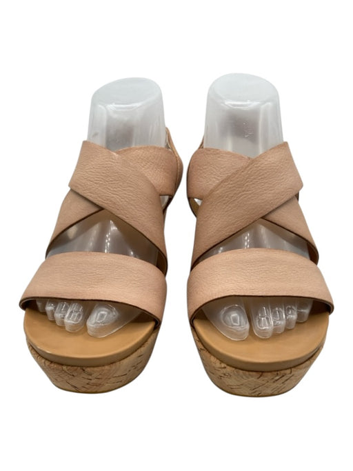 Kork-Ease Shoe Size 9 Light Tan Leather Strappy Criss Cross Cork Base Sandals Light Tan / 9