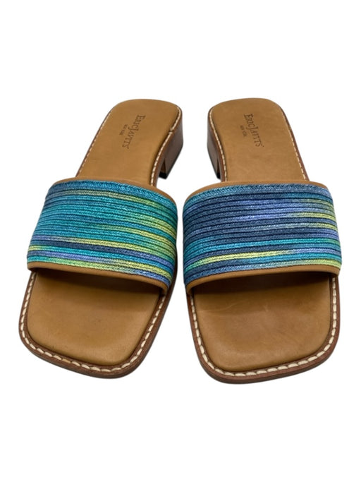 Eric Javits Shoe Size 8.5 Blue, Yellow & Green textile upper Square Toe Sandals Blue, Yellow & Green / 8.5