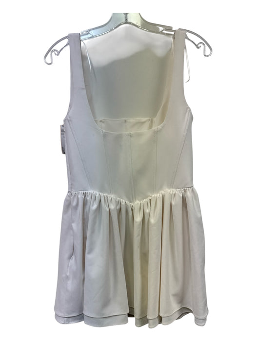 Zara Size M White Polyester Blend Sleeveless Boning Flare Hem Mini Dress White / M