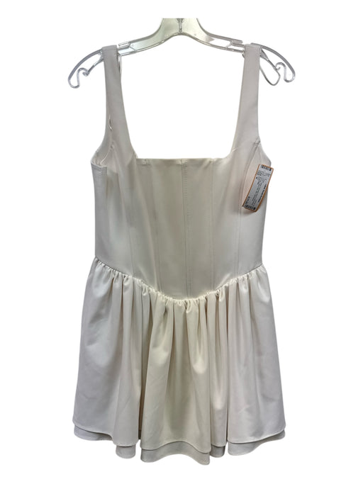 Zara Size M White Polyester Blend Sleeveless Boning Flare Hem Mini Dress White / M