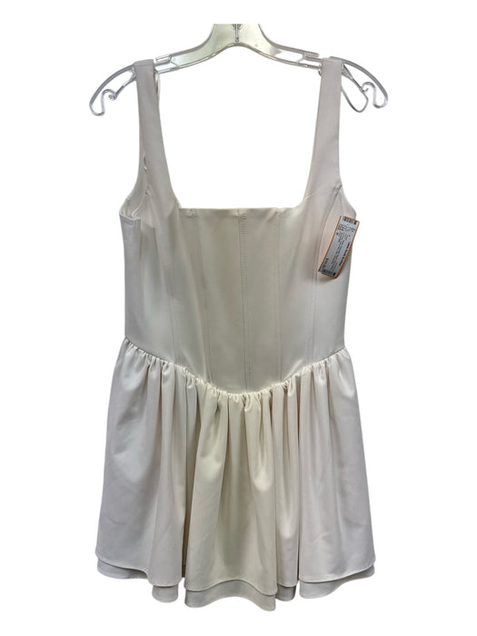 Zara Size M White Polyester Blend Sleeveless Boning Flare Hem Mini Dress White / M