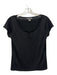 Banana Republic Size M Black Silk Short Sleeve neck tie T Shirt Bow Detail Top Black / M