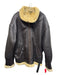 No Brand AS IS Size XL Brown & Beige Leather Shearling Detail Zip Up Jacket Brown & Beige / XL