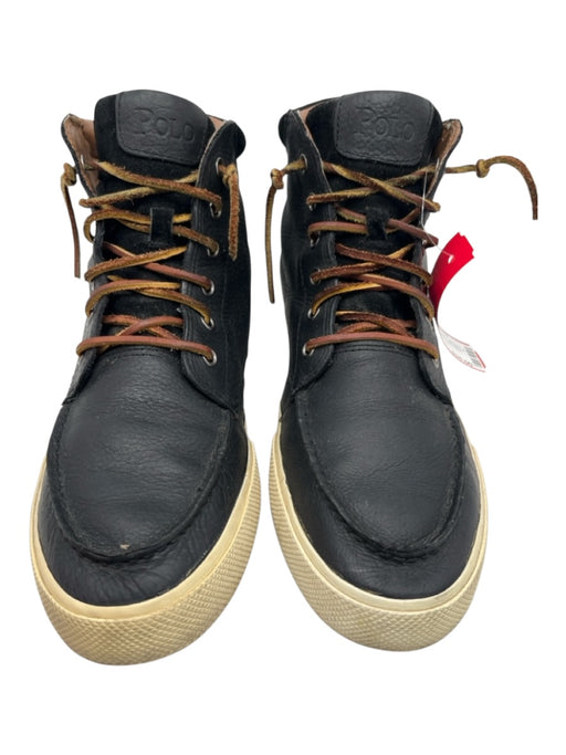 Polo Ralph Lauren Shoe Size 9 Black & Brown Leather High Top Lace Up Men's Shoes Black & Brown / 9