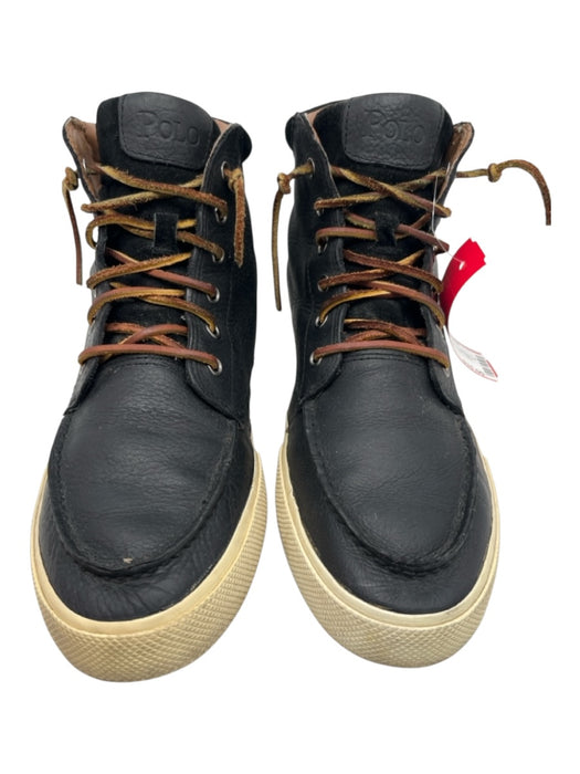 Polo Ralph Lauren Shoe Size 9 Black & Brown Leather High Top Lace Up Men's Shoes Black & Brown / 9