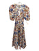 Ulla Johnson Size 8 cream, blue, multi Cotton Floral Pleated Midi Dress cream, blue, multi / 8