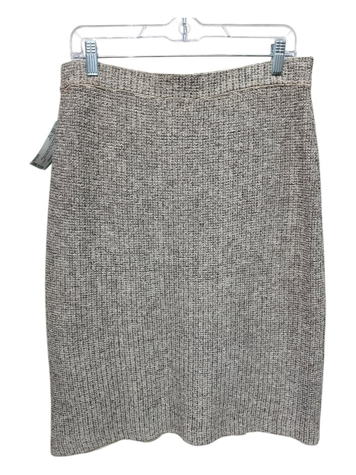 St John Size 12 Brown, White, Blue Elastic Waist Heathered Pleat Detail Skirt Brown, White, Blue / 12
