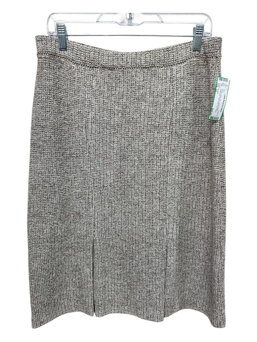 St John Size 12 Brown, White, Blue Elastic Waist Heathered Pleat Detail Skirt Brown, White, Blue / 12