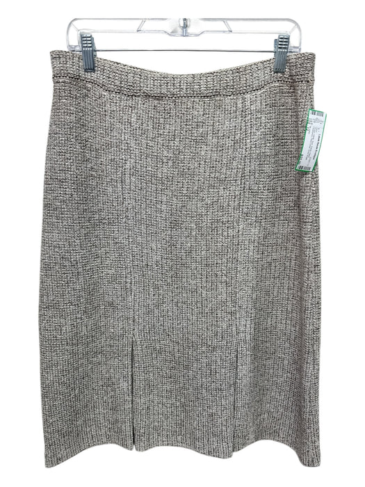 St John Size 12 Brown, White, Blue Elastic Waist Heathered Pleat Detail Skirt Brown, White, Blue / 12