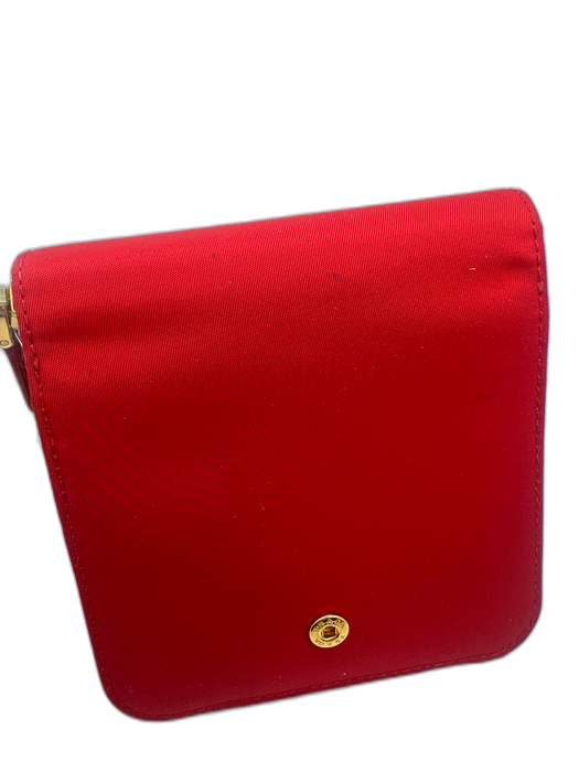 Prada Red Nylon Gold hardware Triangle Logo Square Zip Closure Wallets Red