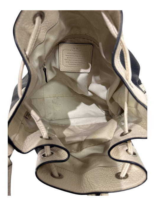 Coach Black & White Leather Silver Hardware Pebbled Top Handle Bucket Bag Black & White