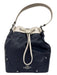 Coach Black & White Leather Silver Hardware Pebbled Top Handle Bucket Bag Black & White