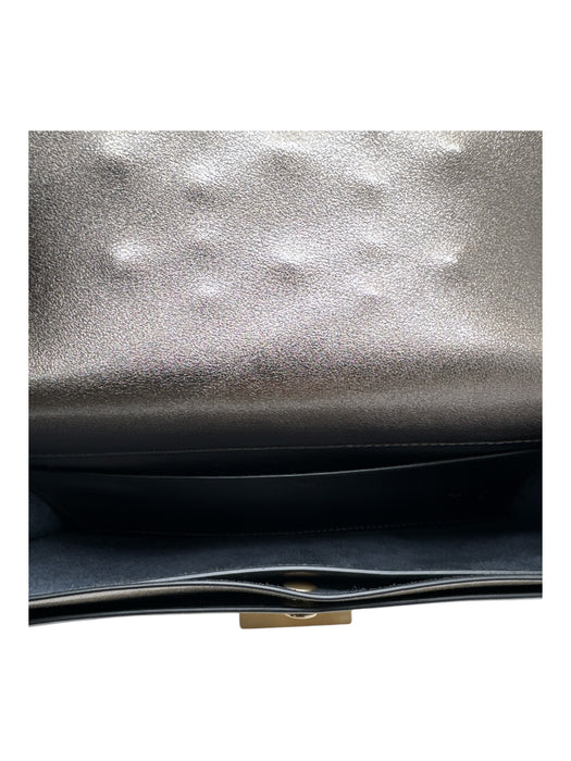 Zac Posen Gunmetal & Gold Leather Gold hardware Flowers Rock Stud Detail Bag Gunmetal & Gold