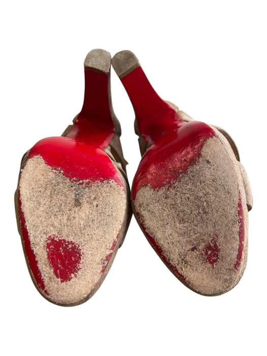 Christian Louboutin Shoe Size 37 Tan Suede Cut Out Detail Ankle Strap Heel Shoes Tan / 37
