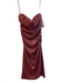 Anthropologie Size S Burgundy Viscose Strapless Side Ruching Midi Pleather Dress Burgundy / S