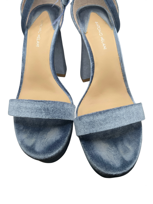 Antonio Melani Shoe Size 7.5 Blue Velvet Ostrich Feathers Bow Detail Shoes Blue / 7.5