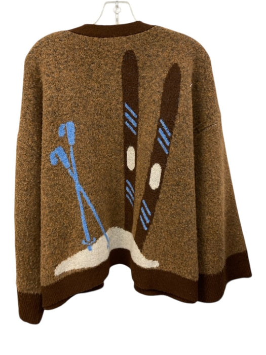 Bel Kazan Size One Size Brown, Blue, White Polyester Blend Long Sleeve Sweater Brown, Blue, White / One Size