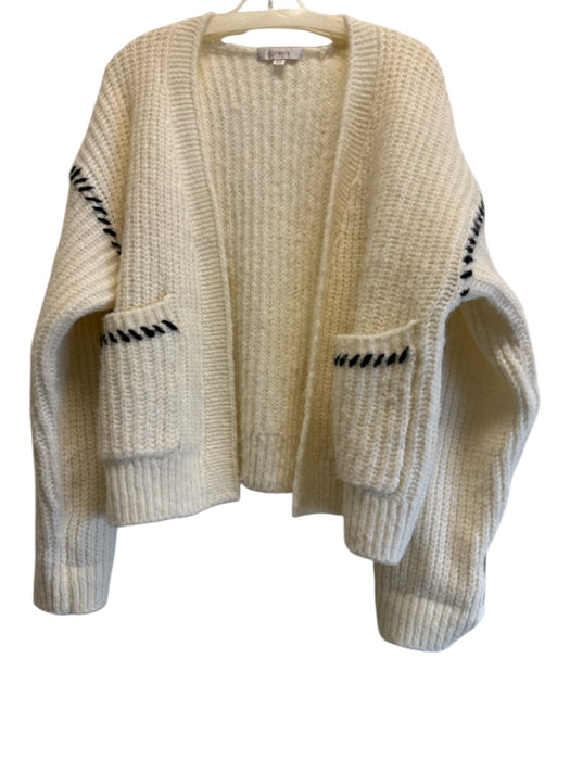 Flat White Size One Size White & Black Polyester Blend Long Sleeve Knit Sweater White & Black / One Size